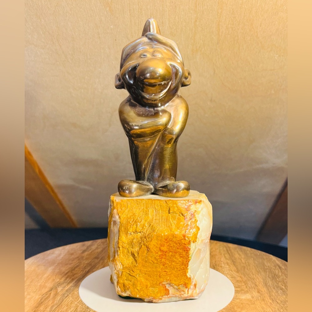 Vintage Brass Indian Chief Figurine on Marble Base